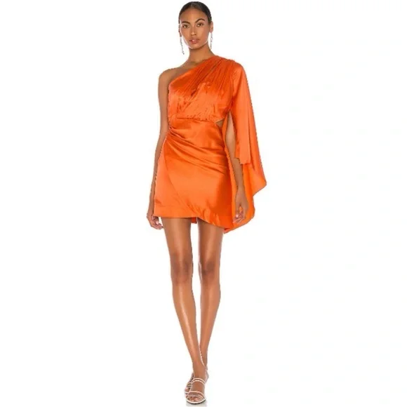 NWT Retrofete Mae Silk Blend Dress in OrangeMedium